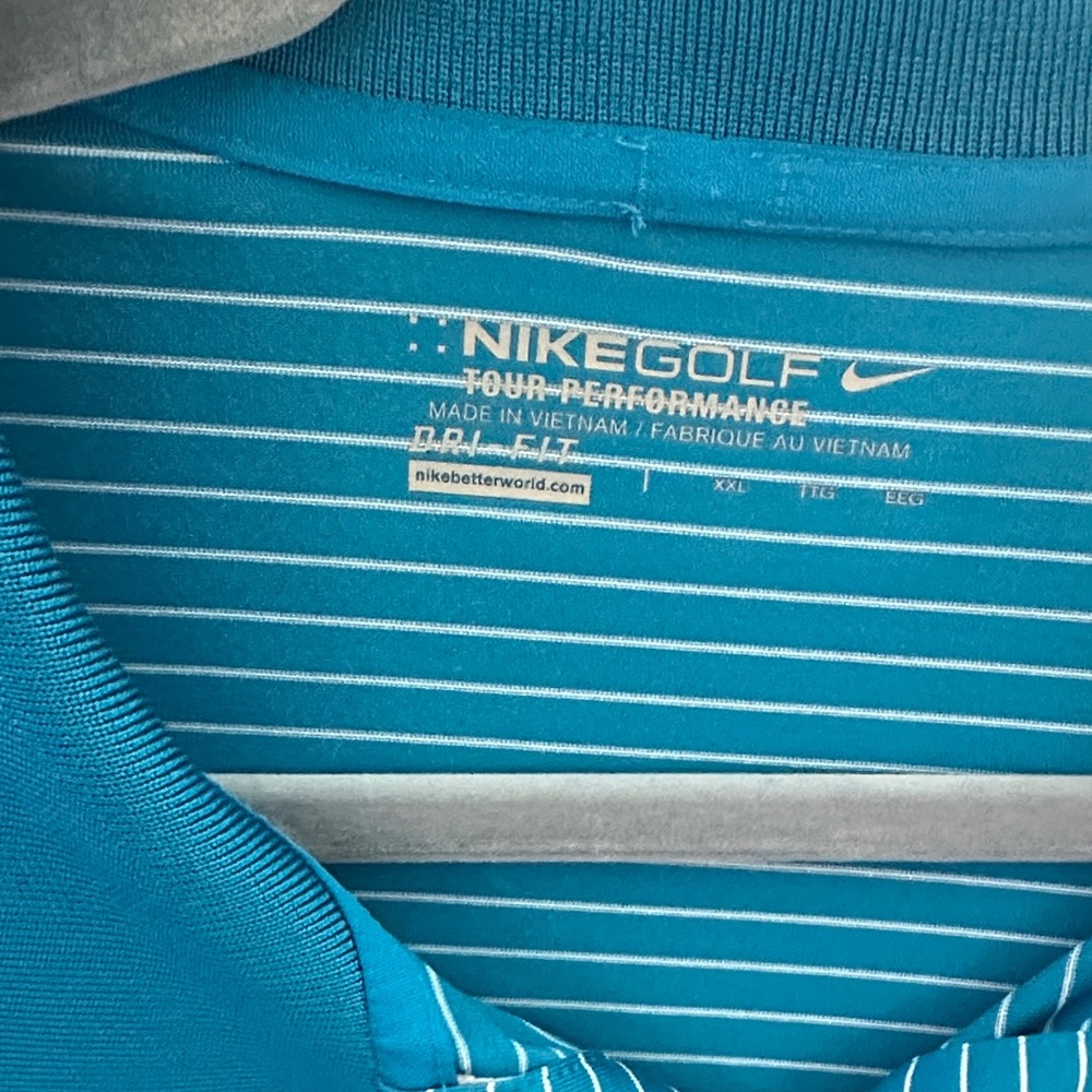 Nike Golf Teal and White Striped Polo